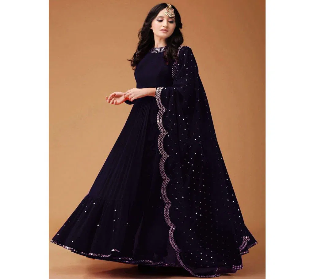 Eye Catching Black colored Georgette febric Party wear Anarkali suit with dupatta