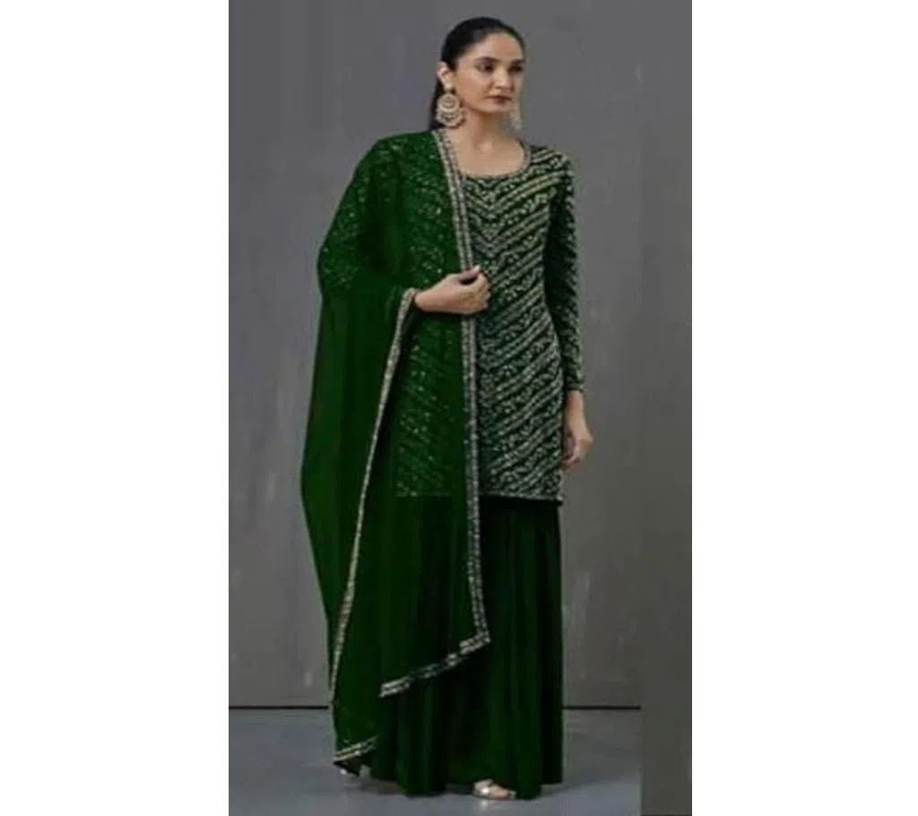 Georgette Embroidery Sharara Suit In green Colour