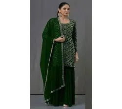Georgette Embroidery Sharara Suit In green Colour