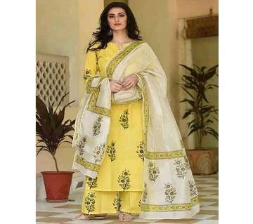 Un-stitched rajdhani voyel cotton block print salwar kameez seblock-703