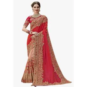 Heavy Embroidery Work Georgette Saree With Blouse Piece