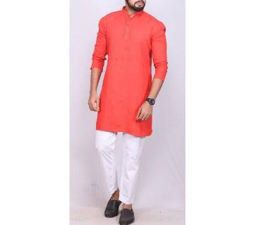 Brick Red Colored Cotton Punjabi