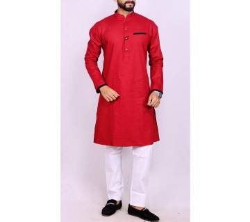 Red Colored Cotton Punjabi