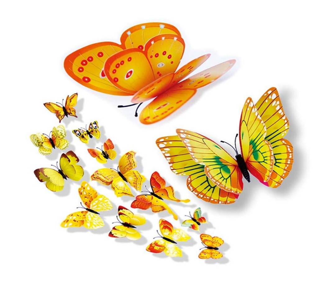12 Pcs 3D Double Wings Butterfly Wall Stickers বাংলাদেশ - 791963
