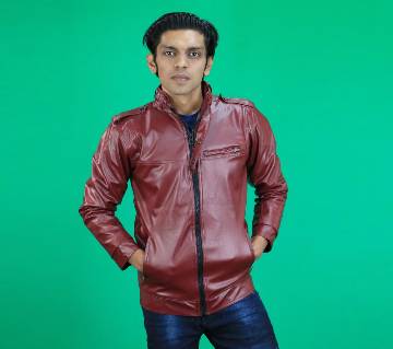 Artificial Leather Jacket - Burgundy