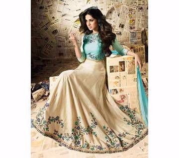 Semi-stitched Georgette Embroidery Long Dress