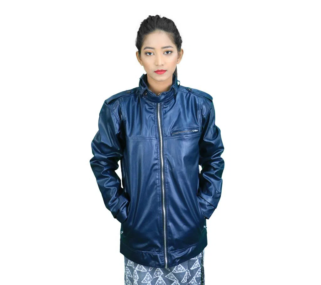 Artificial Leather Jacket - Blue