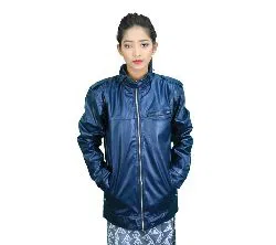 Artificial Leather Jacket - Blue