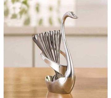 Spoon Set with Swan Stand