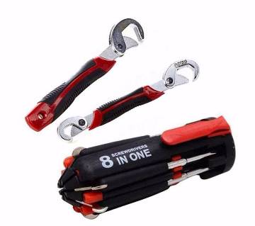 Snap N Grip Wrench & 8 in 1 Screwdriver Combo