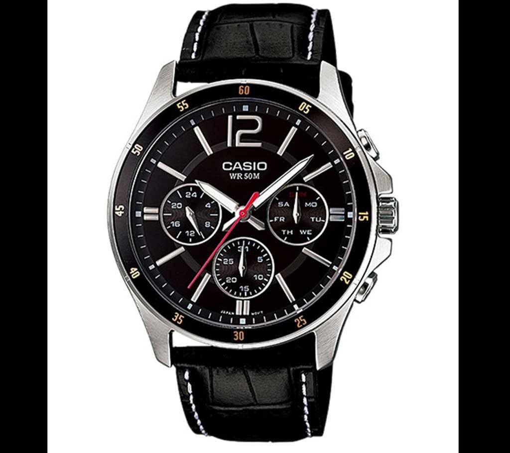 Casio PU Leather Chronograph Wrist Watch For Men বাংলাদেশ - 629870