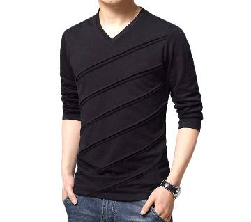 Full Sleeve Gents Casual V-Neck T-Shirt