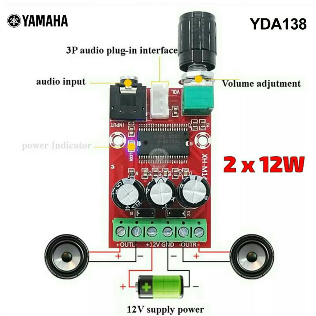 YDA138-E Audio Amplifier Board 8W+8W 12W+12W Dual Mode HIFI Dual Channel Stereo Digital Amplifier Board DC12V For YAMAHA বাংলাদেশ - 917122