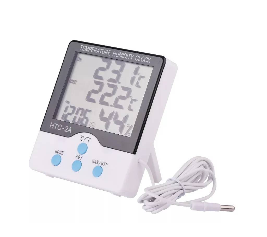 HTC-2A Digital Temperature Humidity Meter Home Indoor Outdoor hygrometer with Clock Replace HTC-2 HTC-1 বাংলাদেশ - 1136941