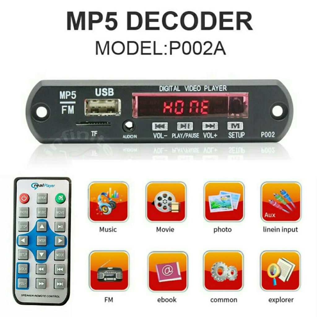 MP5 Player Audio Video Player Module With IR Remote Control Support FM TF Card And USB 5V Video Card বাংলাদেশ - 900794