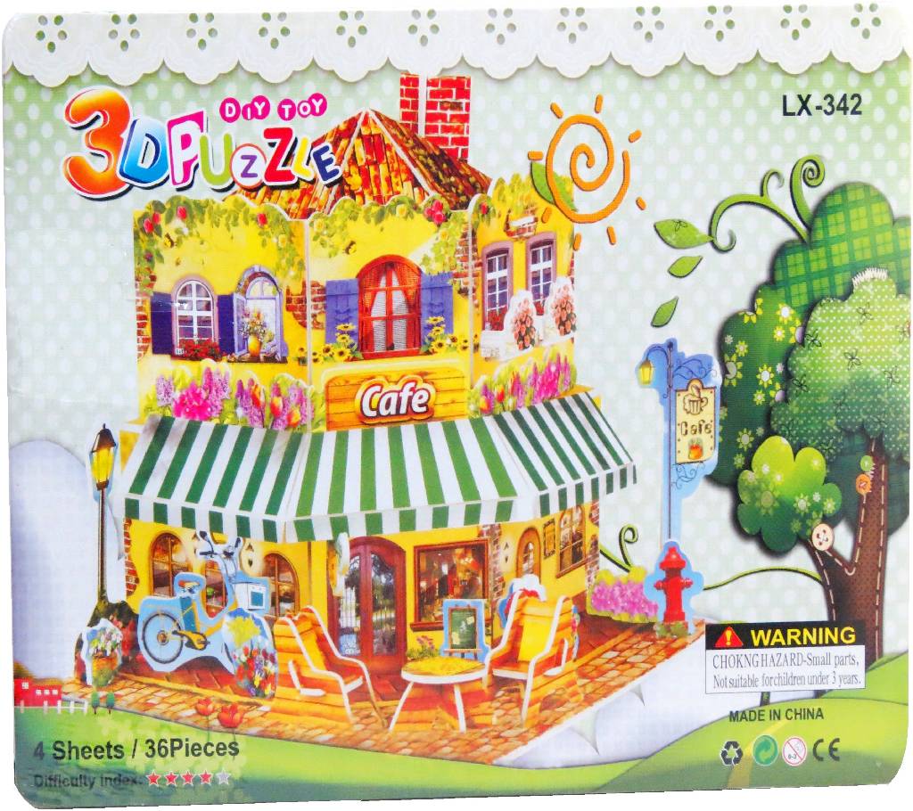 3D Puzzle Cafe For Kids, Assembling Sheet, 36 Pieces, Attractive Show Piece বাংলাদেশ - 712666
