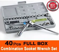 40 in 1 Pcs Hardware Wrench Tool Kit & Screwdriver & Socket Set