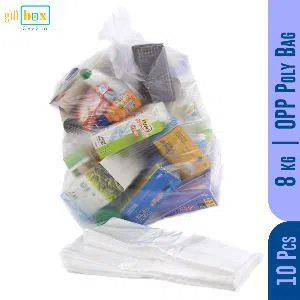 10 Pcs 18 x 24 inch 8 kg Heavy Duty Regular Use Transparent OPP Carry Bag Clear Poly Bag