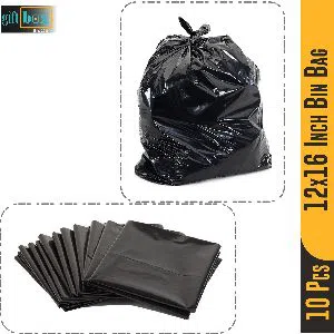 10 Pcs Large Capacity Bin Bag Black Trash Bag 12 x 16 inch