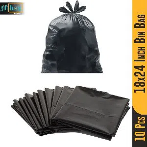 10 Pcs Large Capacity Bin Bag Black Trash Bag 18 x 24 inch