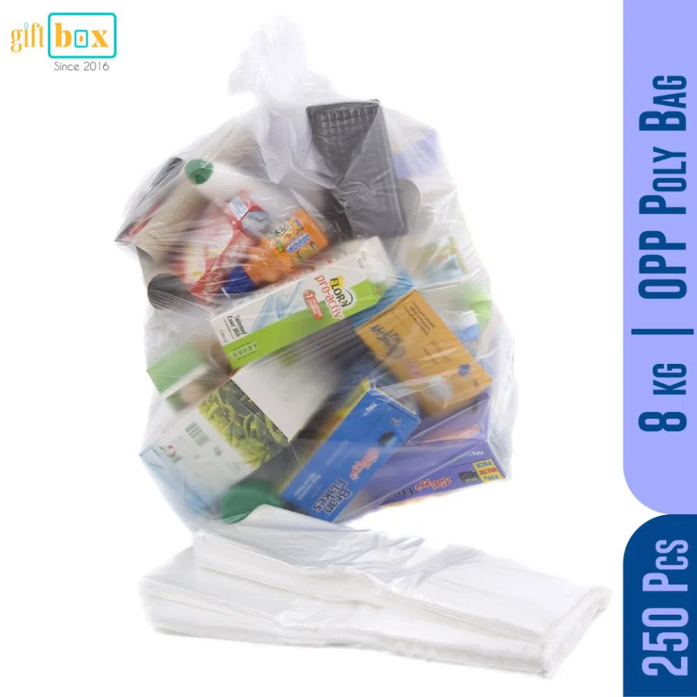 250 Pcs 18 x 24 inch 8 kg Heavy Duty Regular Use Transparent OPP Carry Bag Clear Poly Bag
