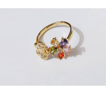 AD stone gold plated ring