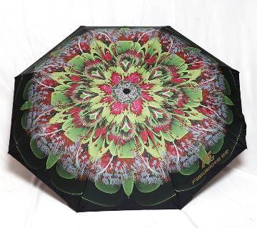 3D Flower Print Umbrella - Green