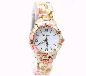 Floral design wrist watch for women
