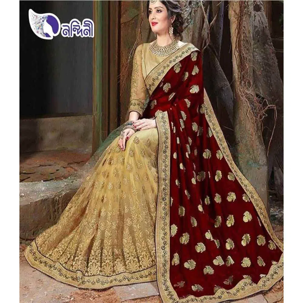Maroon And Golden Georgette Saree For Women 106 A