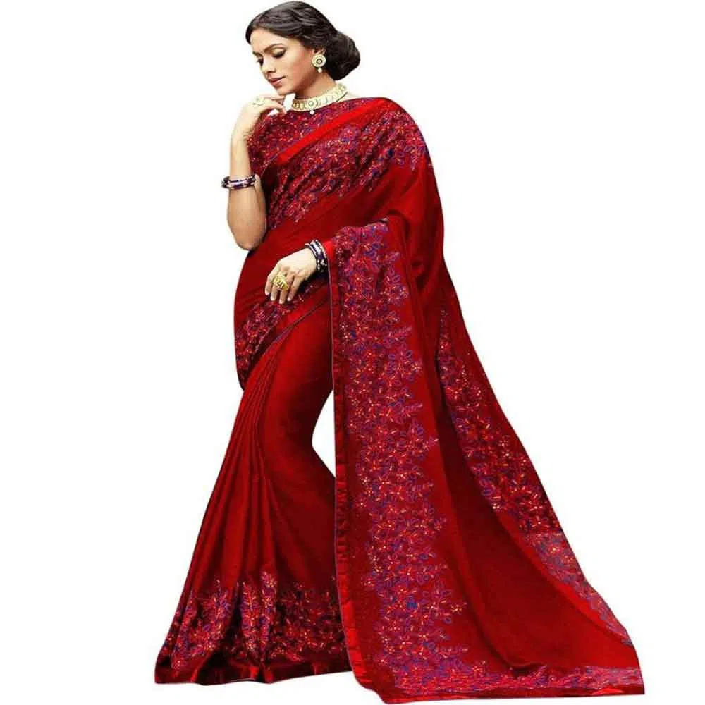 Maroon New Indian Georgette Saree for Women