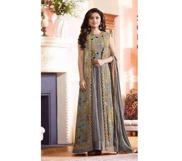 Unstitched replica georgette embroidery long three pc