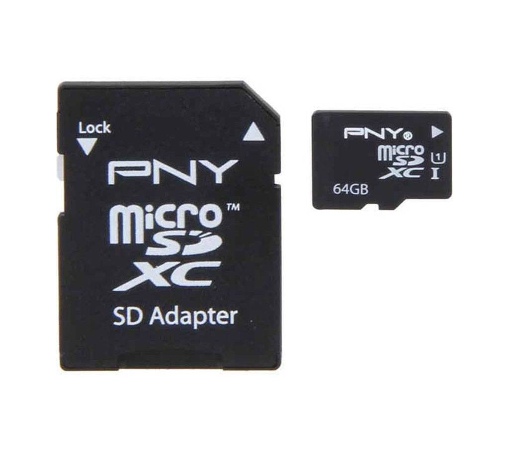 PNY 64GB Micro SD class-10 মেমরি কার্ড বাংলাদেশ - 530939