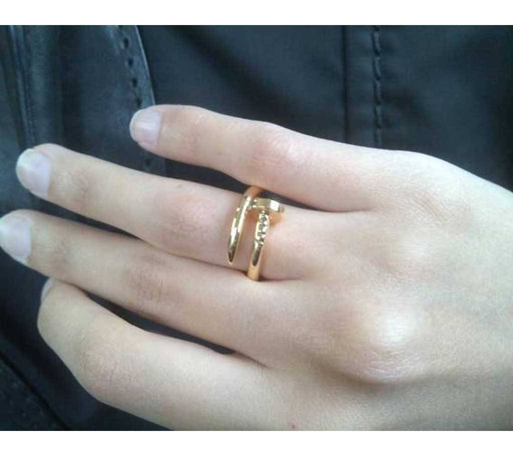 Gold Plated Finger Ring for Women - Golden বাংলাদেশ - 611527