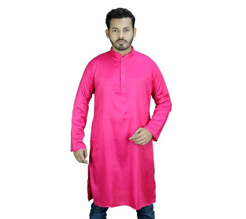 Mens Cotton Panjabi - Deep Pink