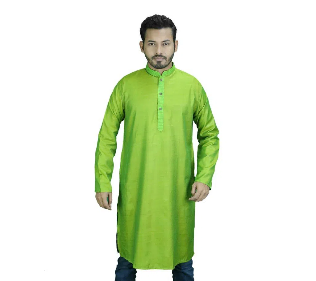 Mens Cotton Panjabi - Lime Green