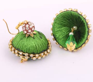 Silk yarn earrings-1 pair 