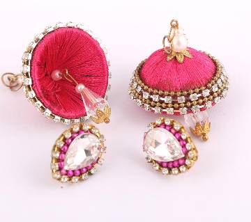 Silk yarn earrings-1 pair 