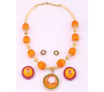 Silk thread necklace with earrings 