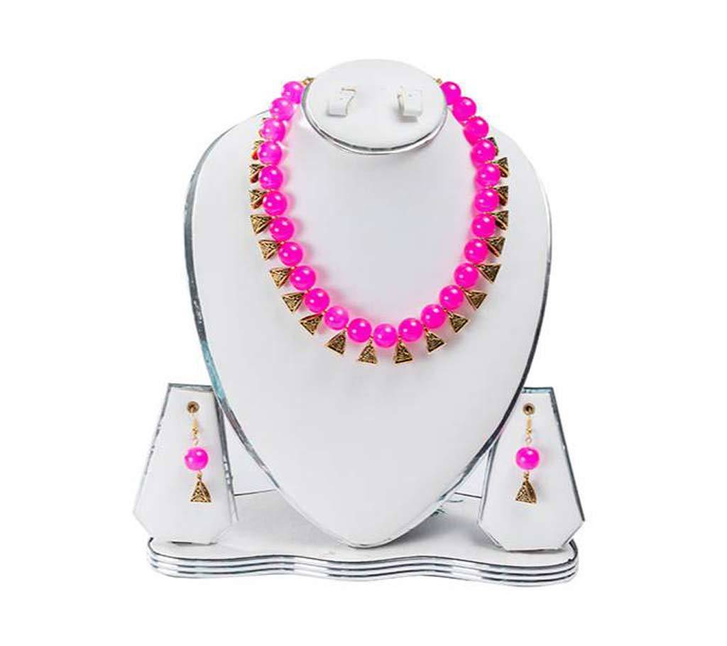 Pink Colour Artificial Pearl জুয়েলারি সেট বাংলাদেশ - 741463