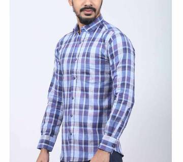 Blue Stripe Cotton Casual Shirt For Men