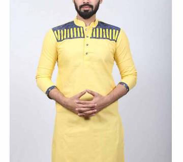 Light Yellow Cotton Panjabi For Men 