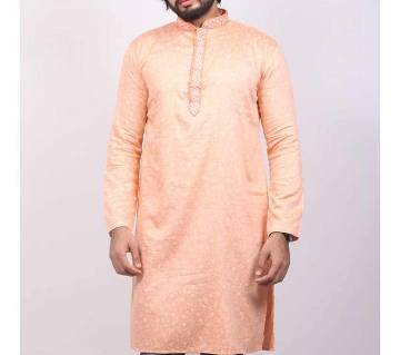 Orange Solid Colour Cotton Panjabi For Men