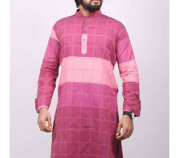 Pink Cotton Panjabi For Men