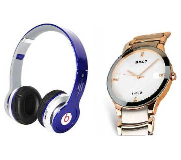 Beats Solo HD Wired Headphones (copy) + RADO Gents Watch (copy) Combo 