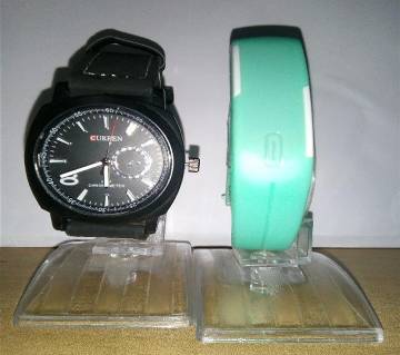 Curren Wrist Watch For Men + LED Sports Watch