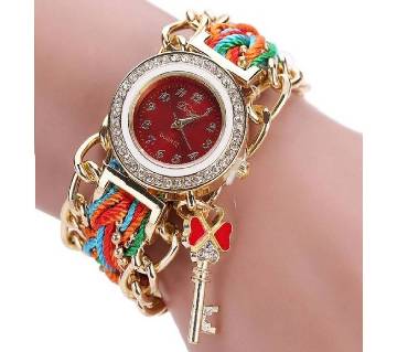 Red Nylon Bracelet Watch for Women