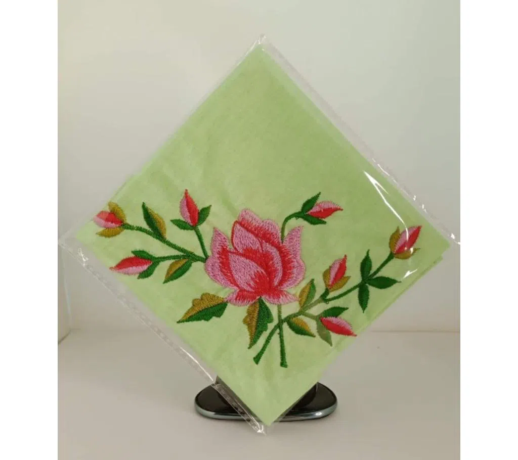Cotton Handkerchief(Embroidery) Light Green 