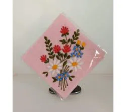 Cotton Handkerchief (Embroidery): Pink 