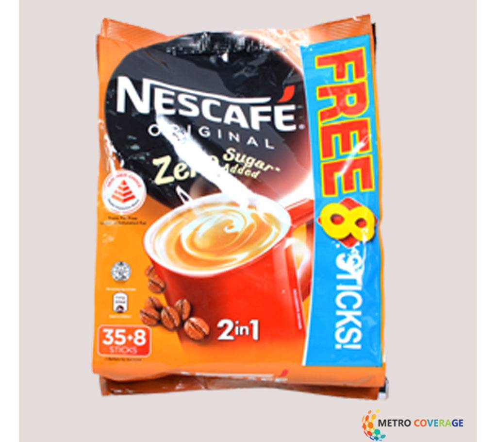 Nescafe Original 35+8 Sticks 2 In 1 Ziro Sugar 9×43(gm) বাংলাদেশ - 636886