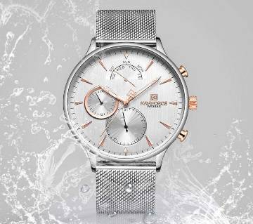 NAVIFORCE NF3010 Top Luxury Mens Brand Watches Fashion Ultra-Thin Waterproof Quartz Watch Men Casual Classic Mesh Steel Strap Date Week Watch silver